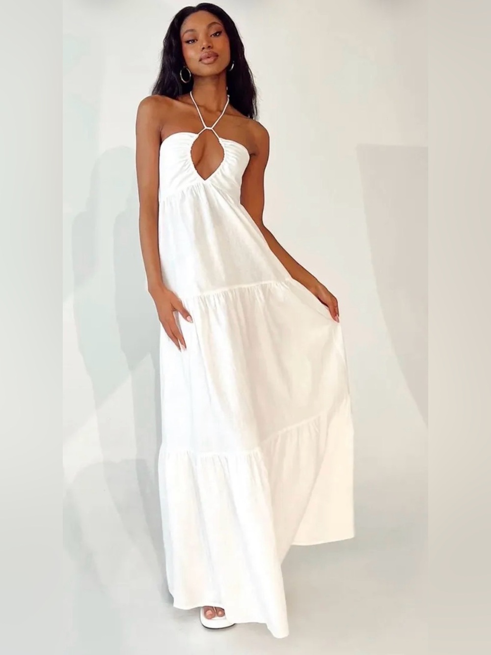 Strappy Cutout Maxi Dress - White